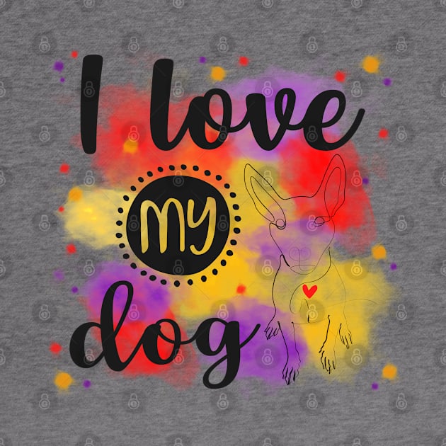 I Love My Dog Line Art Drawing by THE Dog Designs